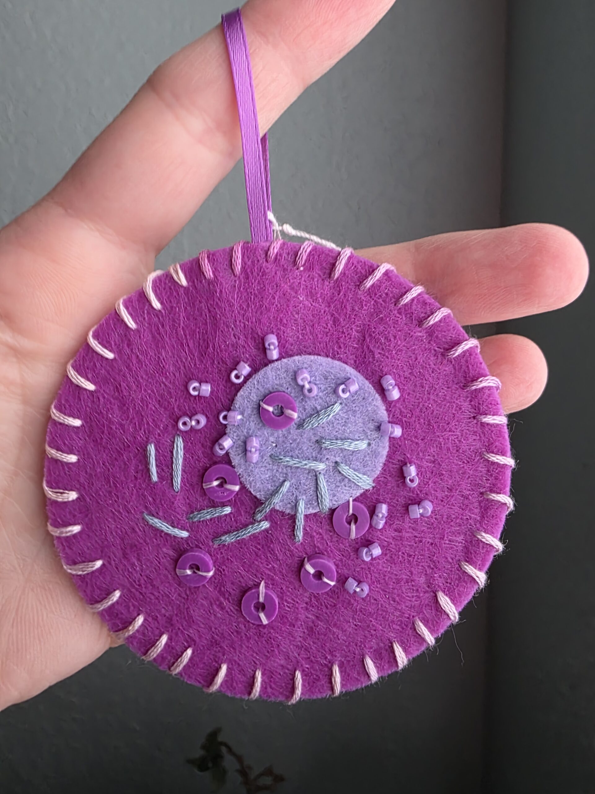 Felt Bead Embroidery Ornament #12