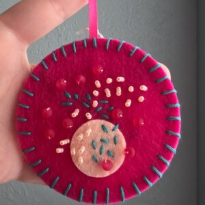 Felt Bead Embroidery Ornament #13