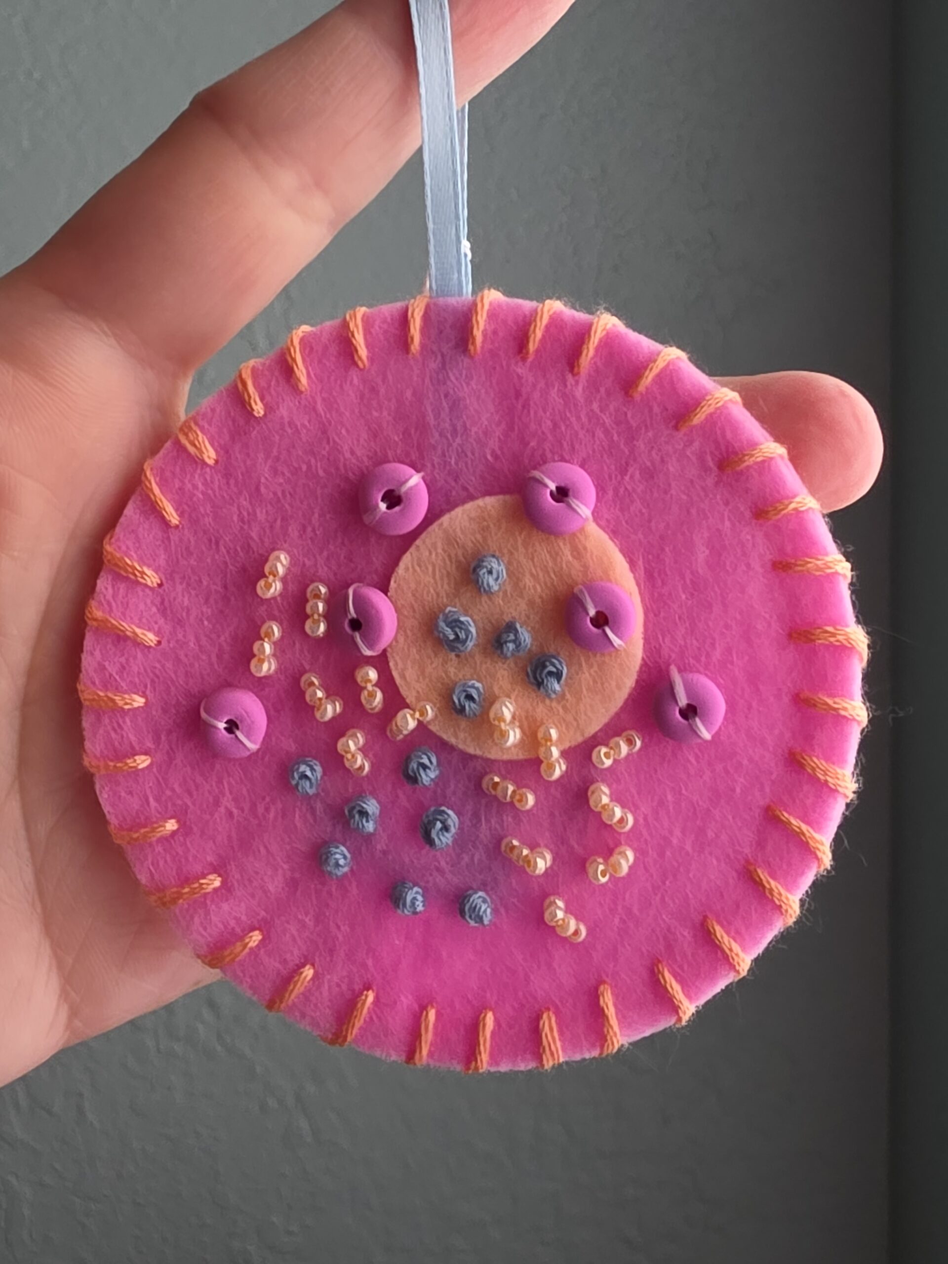 Felt Bead Embroidery Ornament #14