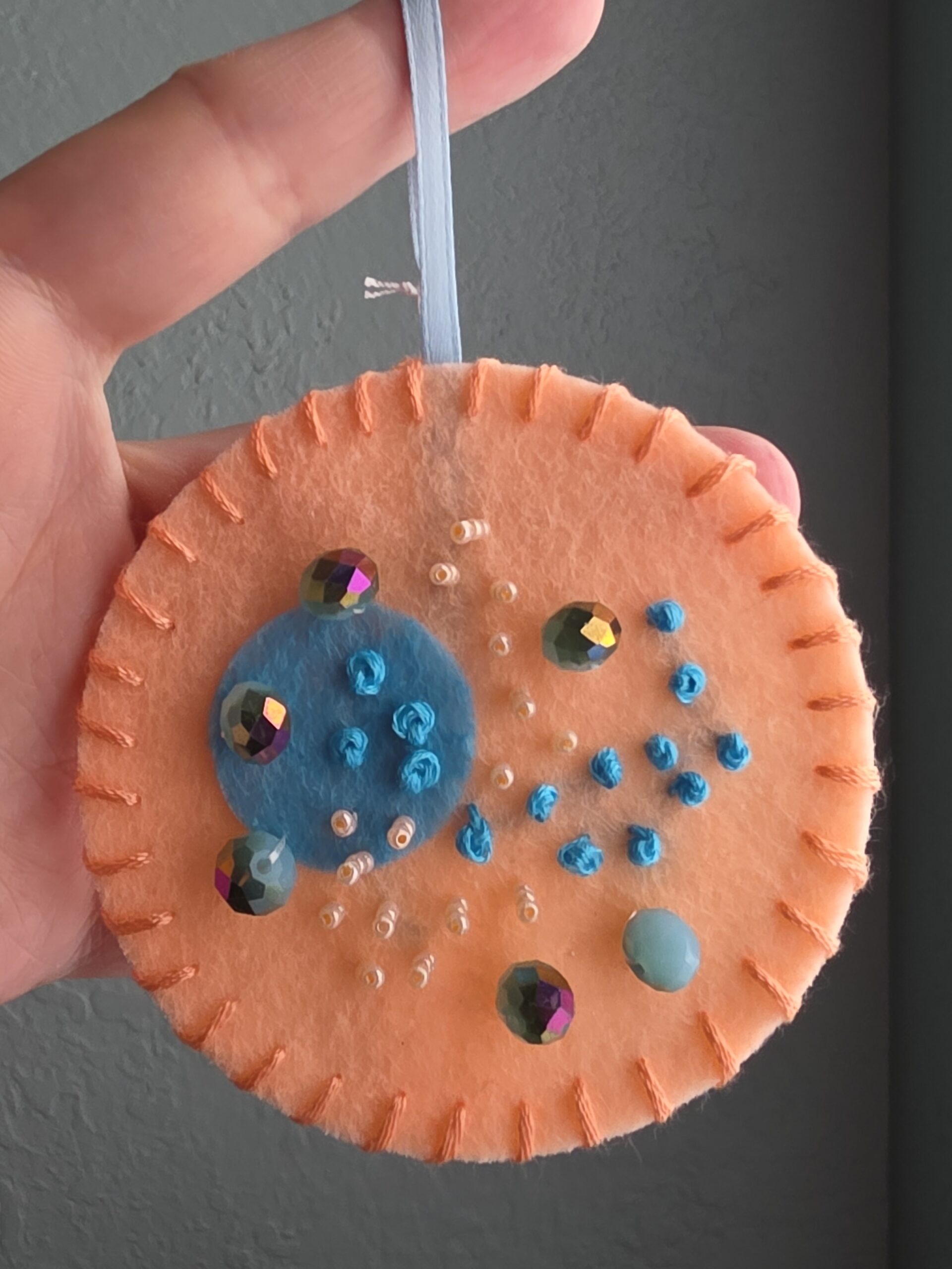 Felt Bead Embroidery Ornament #15