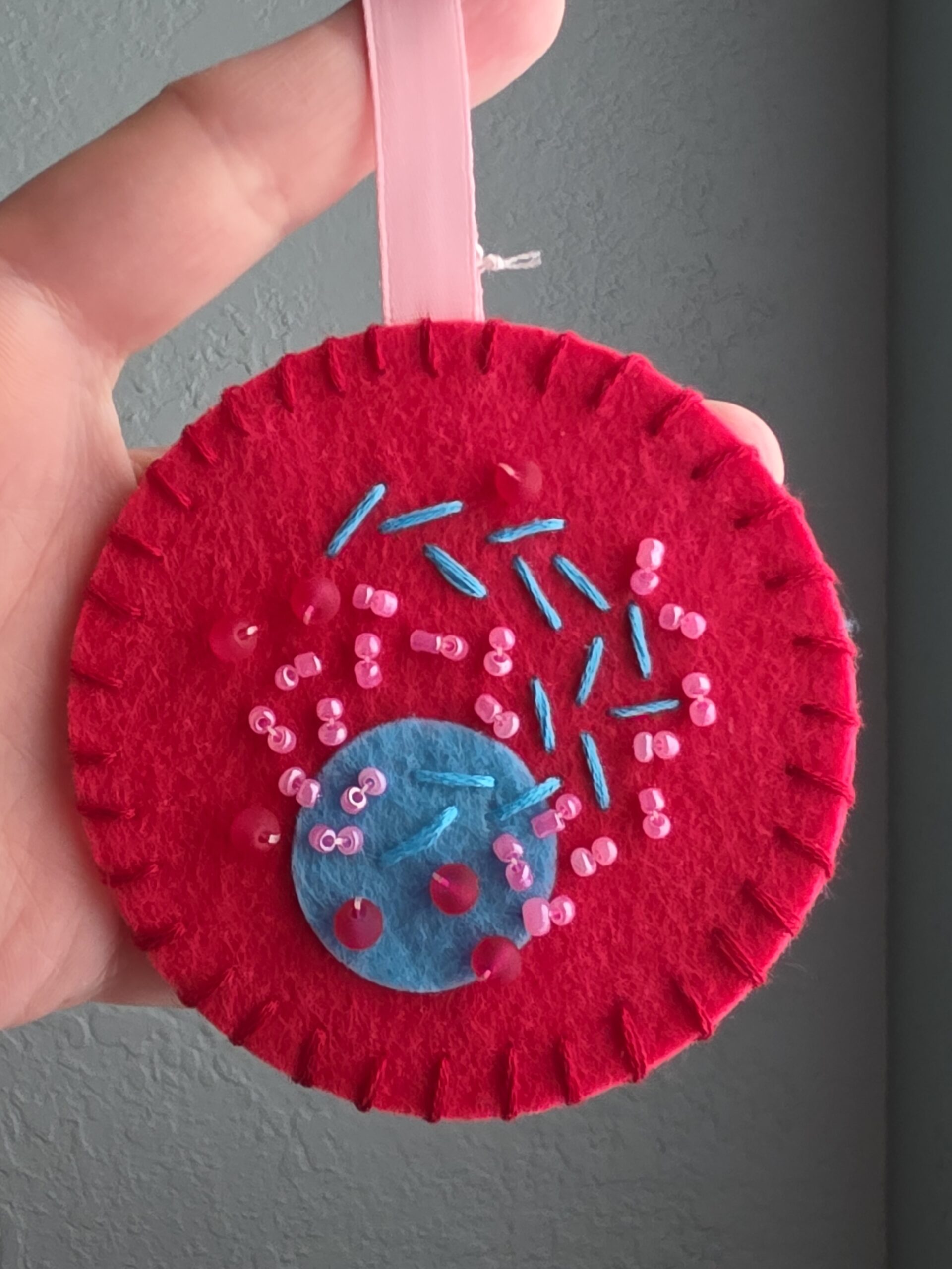 Felt Bead Embroidery Ornament #16