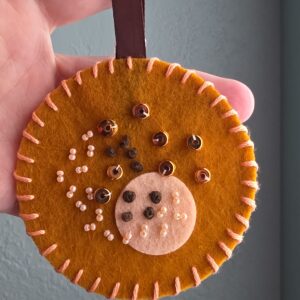 Felt Bead Embroidery Ornament #17