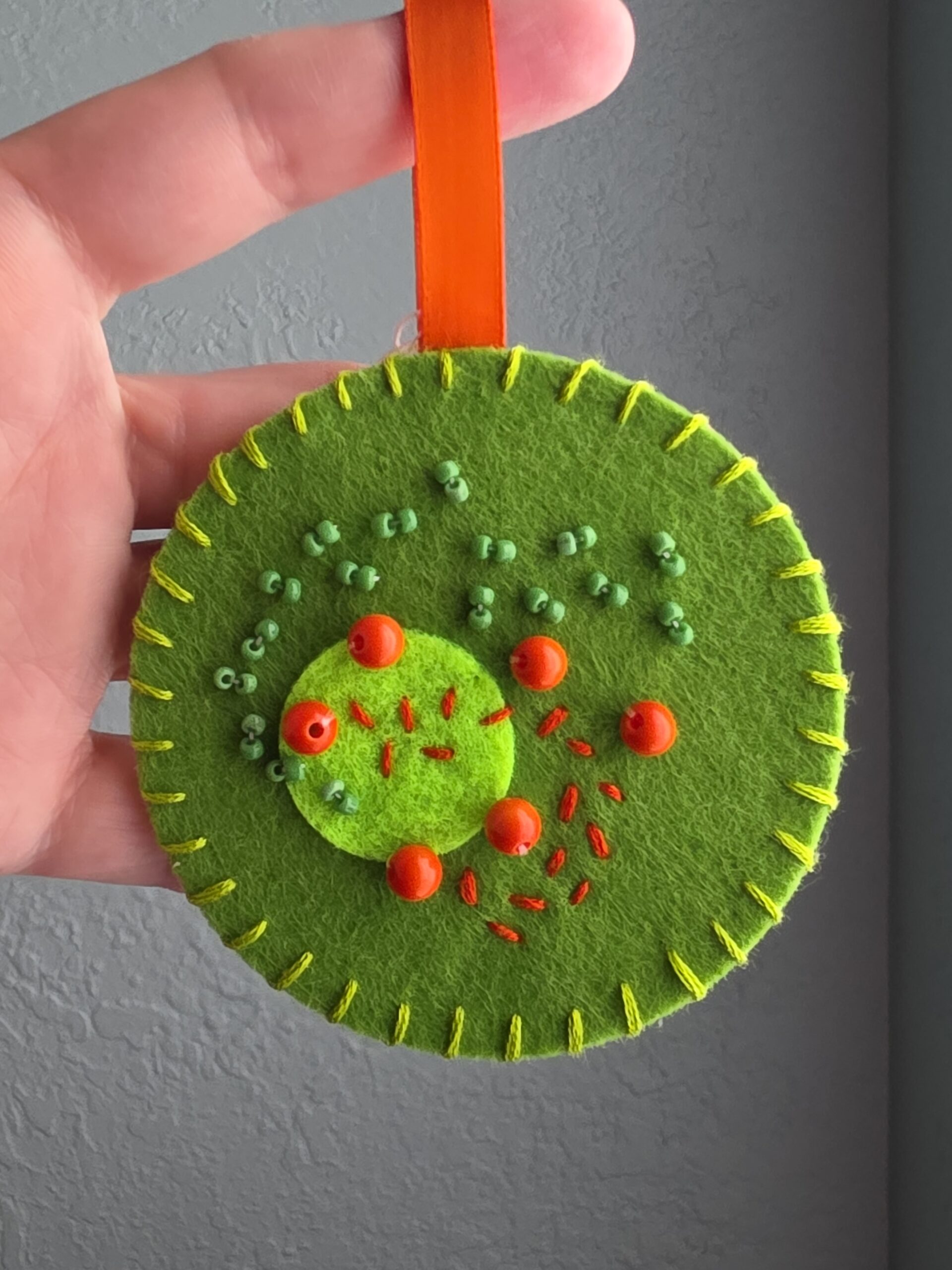 Felt Bead Embroidery Ornament #18