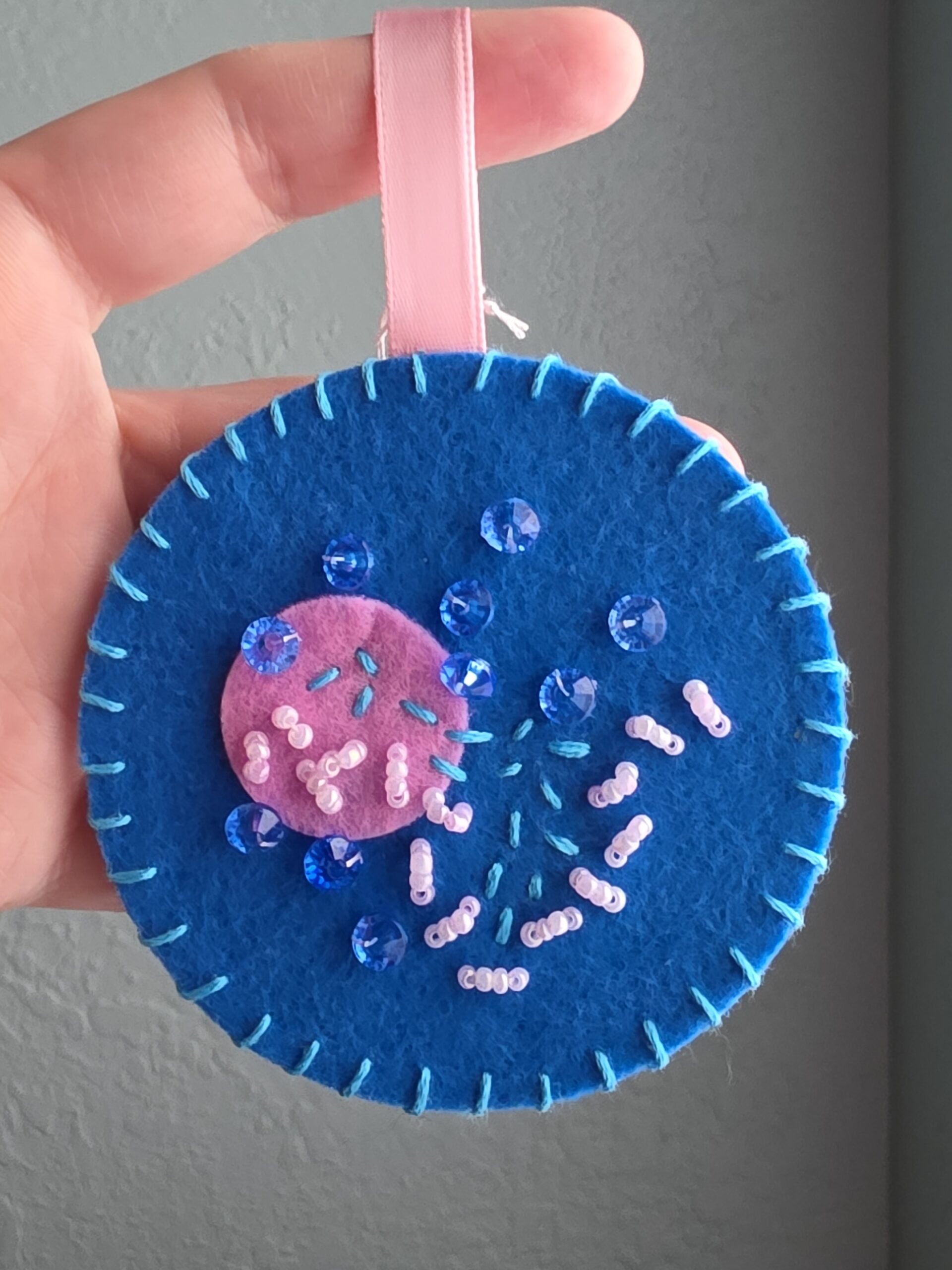 Felt Bead Embroidery Ornament #19