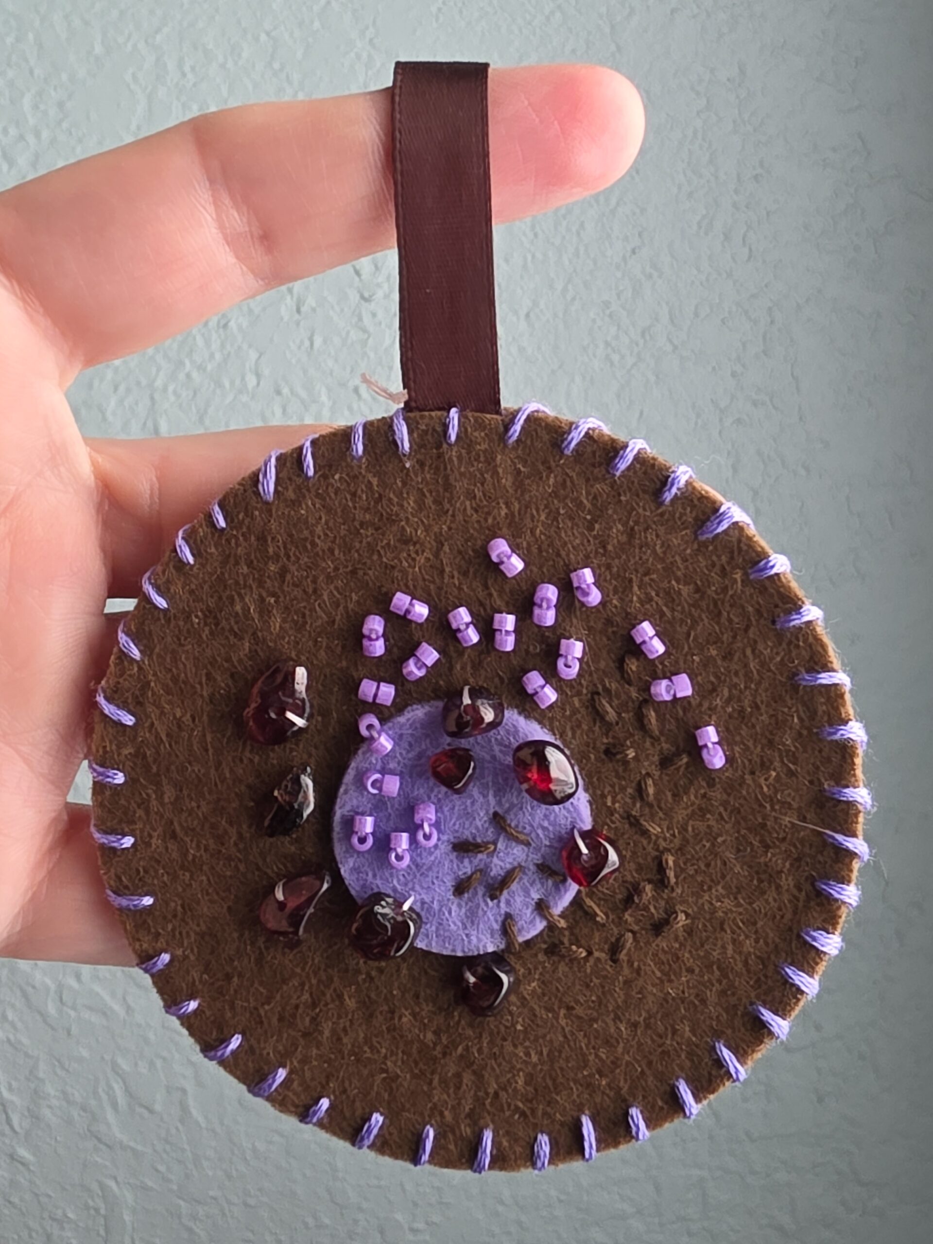 Felt Bead Embroidery Ornament #21