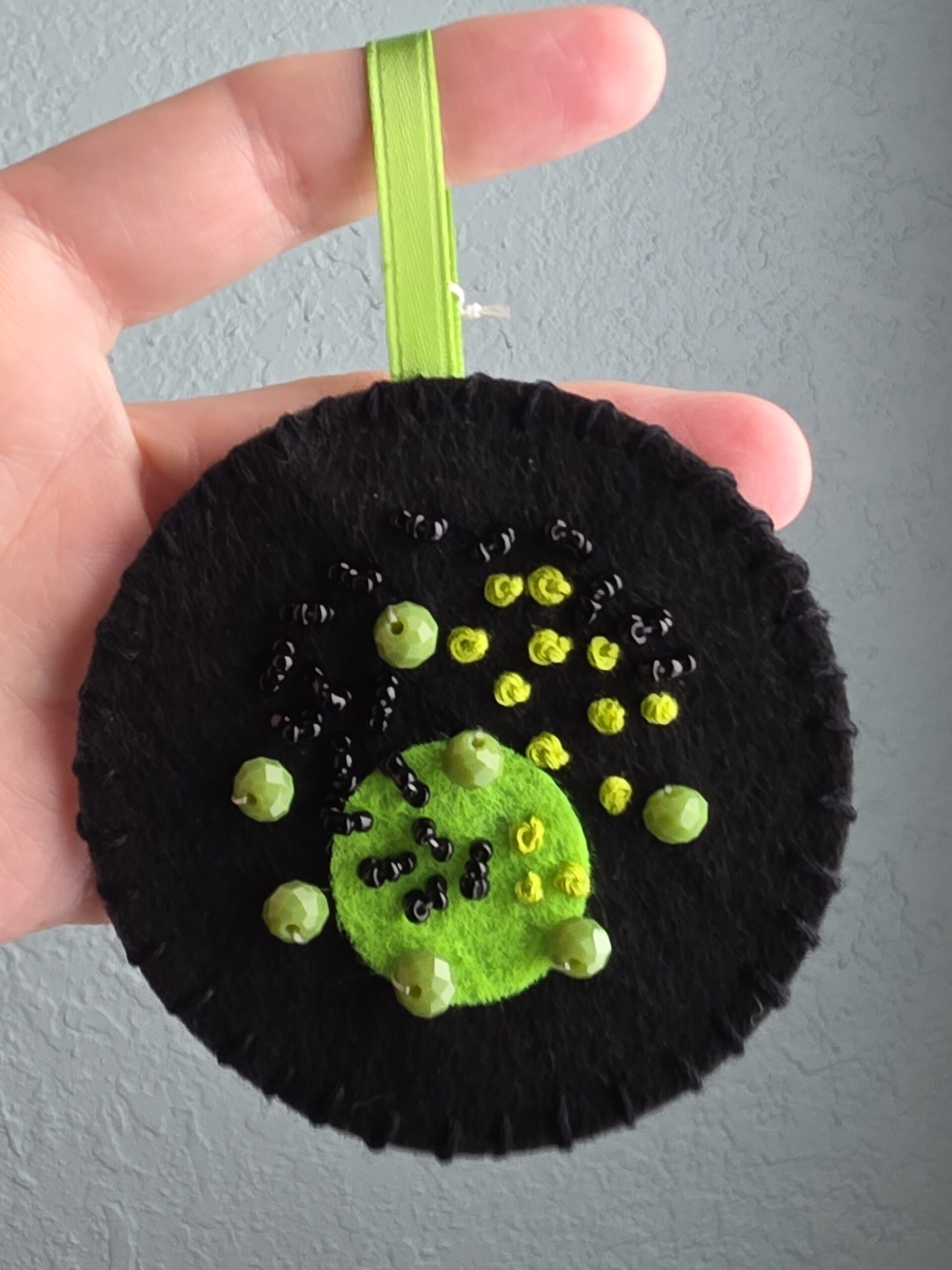 Felt Bead Embroidery Ornament #22