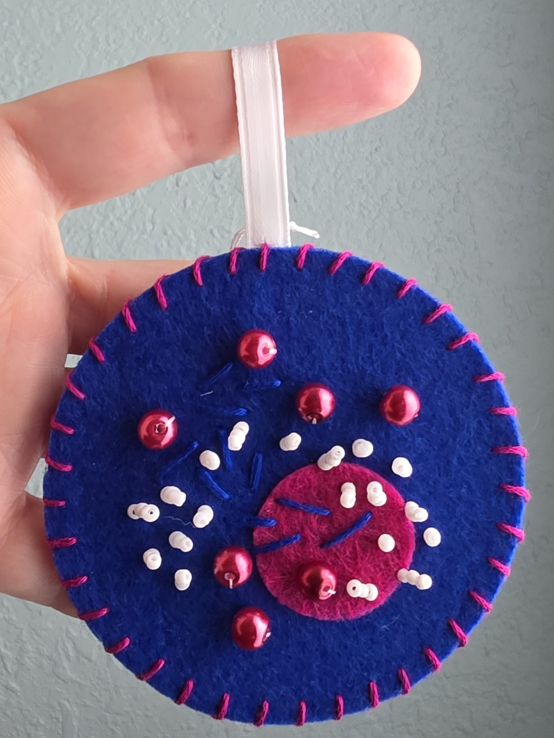 Felt Bead Embroidery Ornament #27