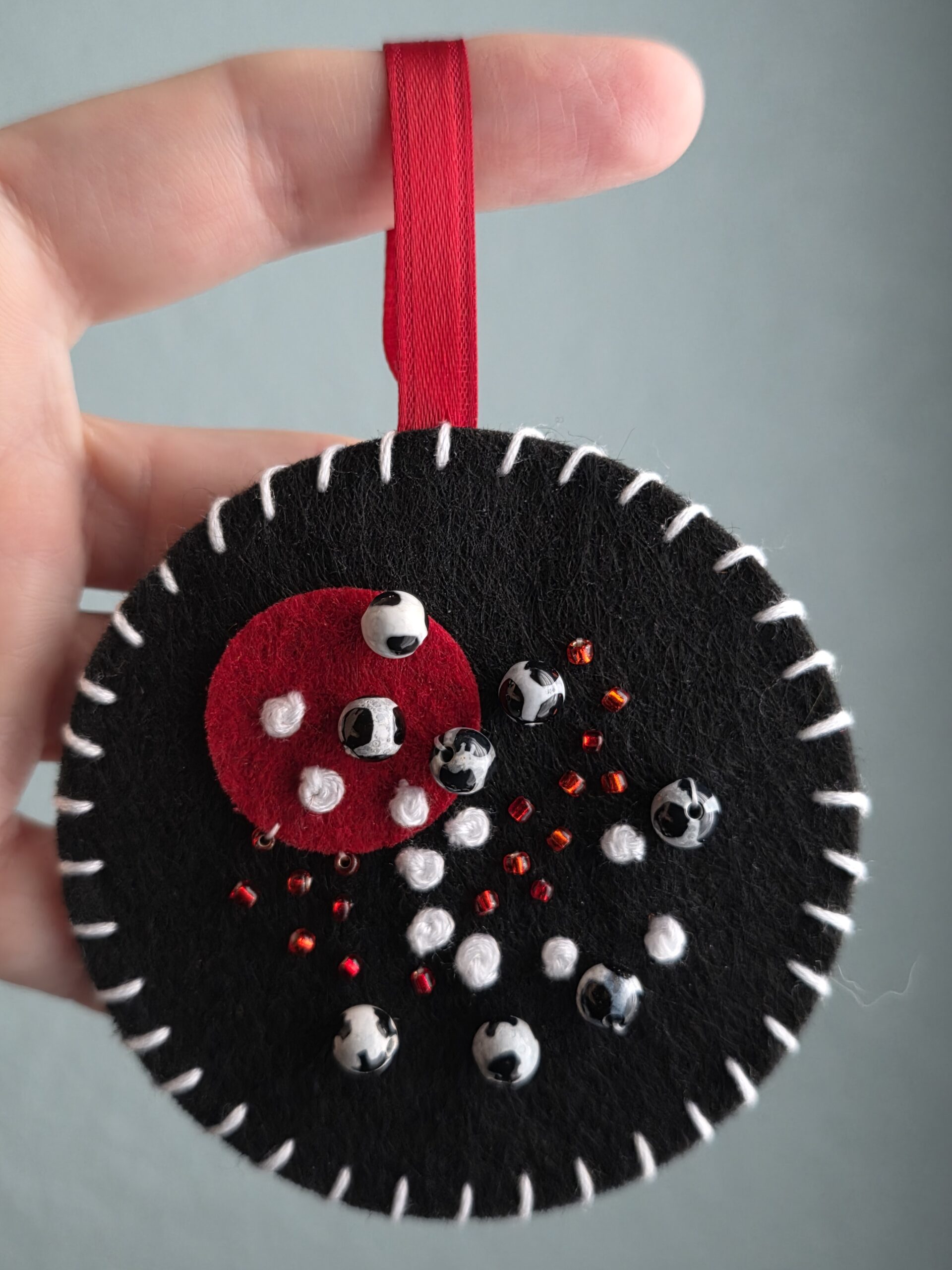 Felt Bead Embroidery Ornament #28