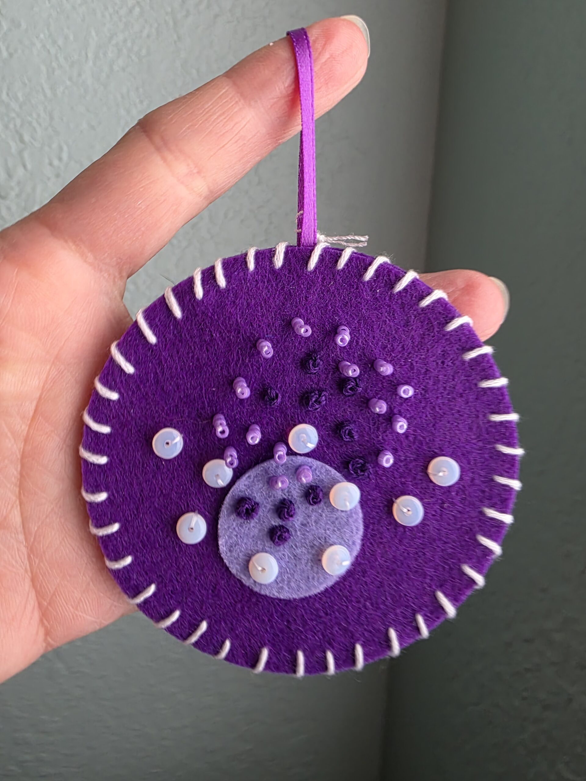 Felt Bead Embroidery Ornament #4