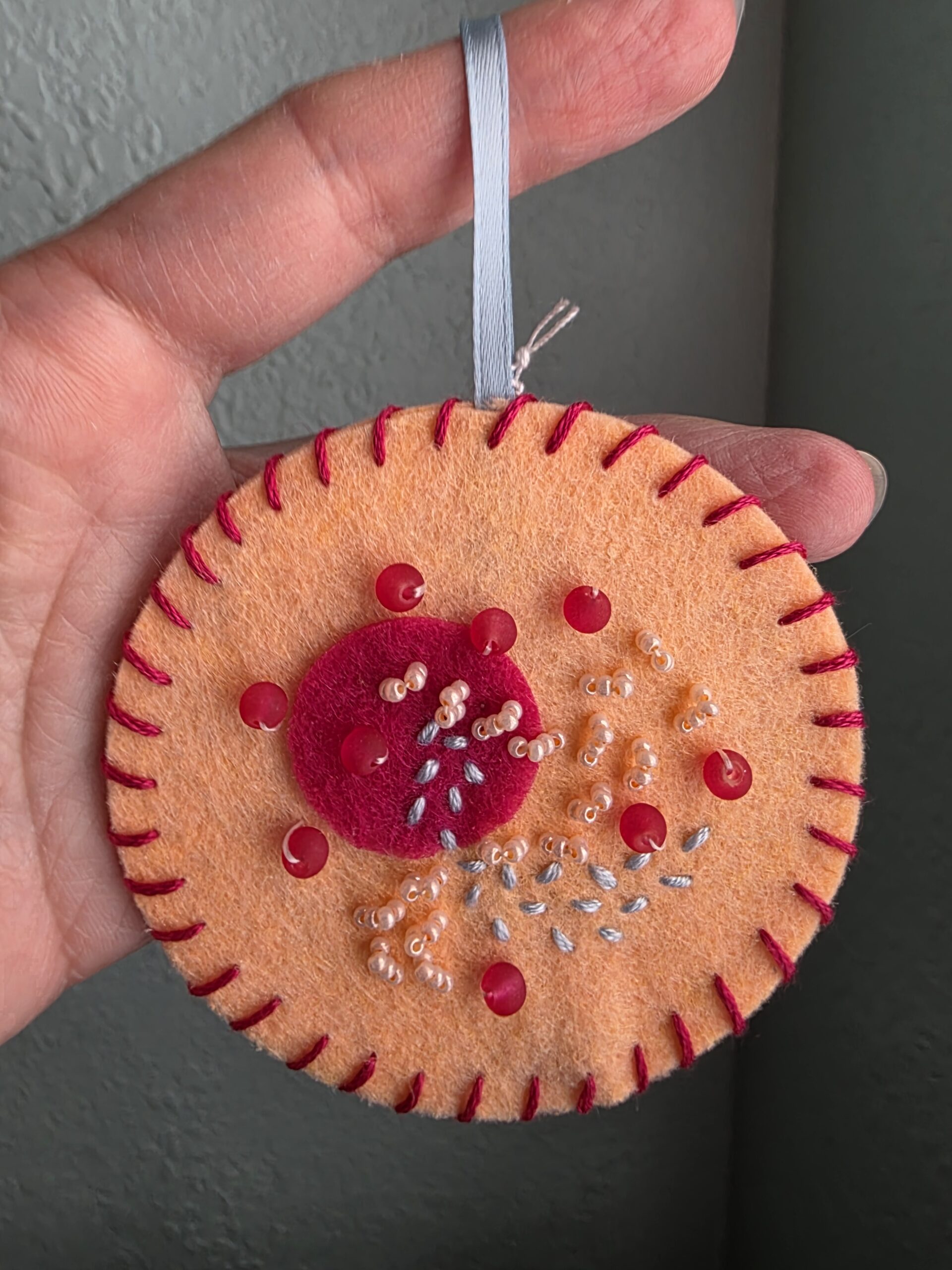 Felt Bead Embroidery Ornament #5