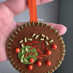 Felt Bead Embroidery Ornament #6