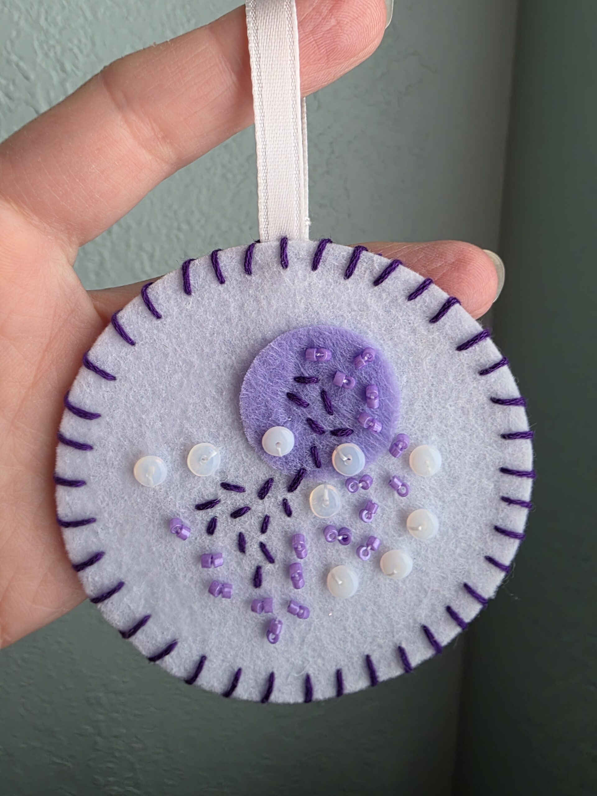 Felt Bead Embroidery Ornament #8