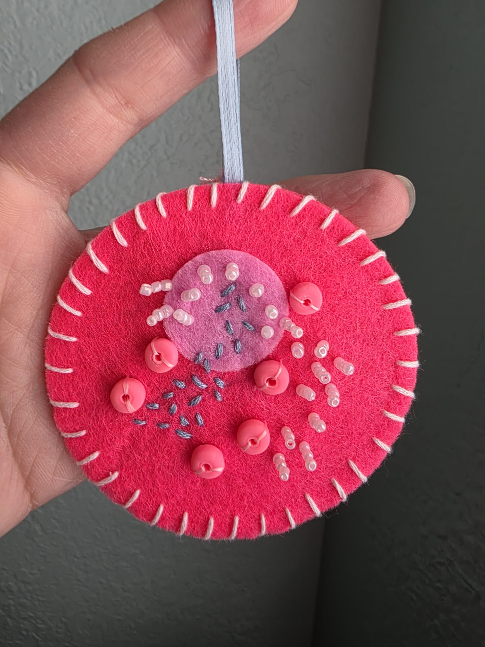Felt Bead Embroidery Ornament #9
