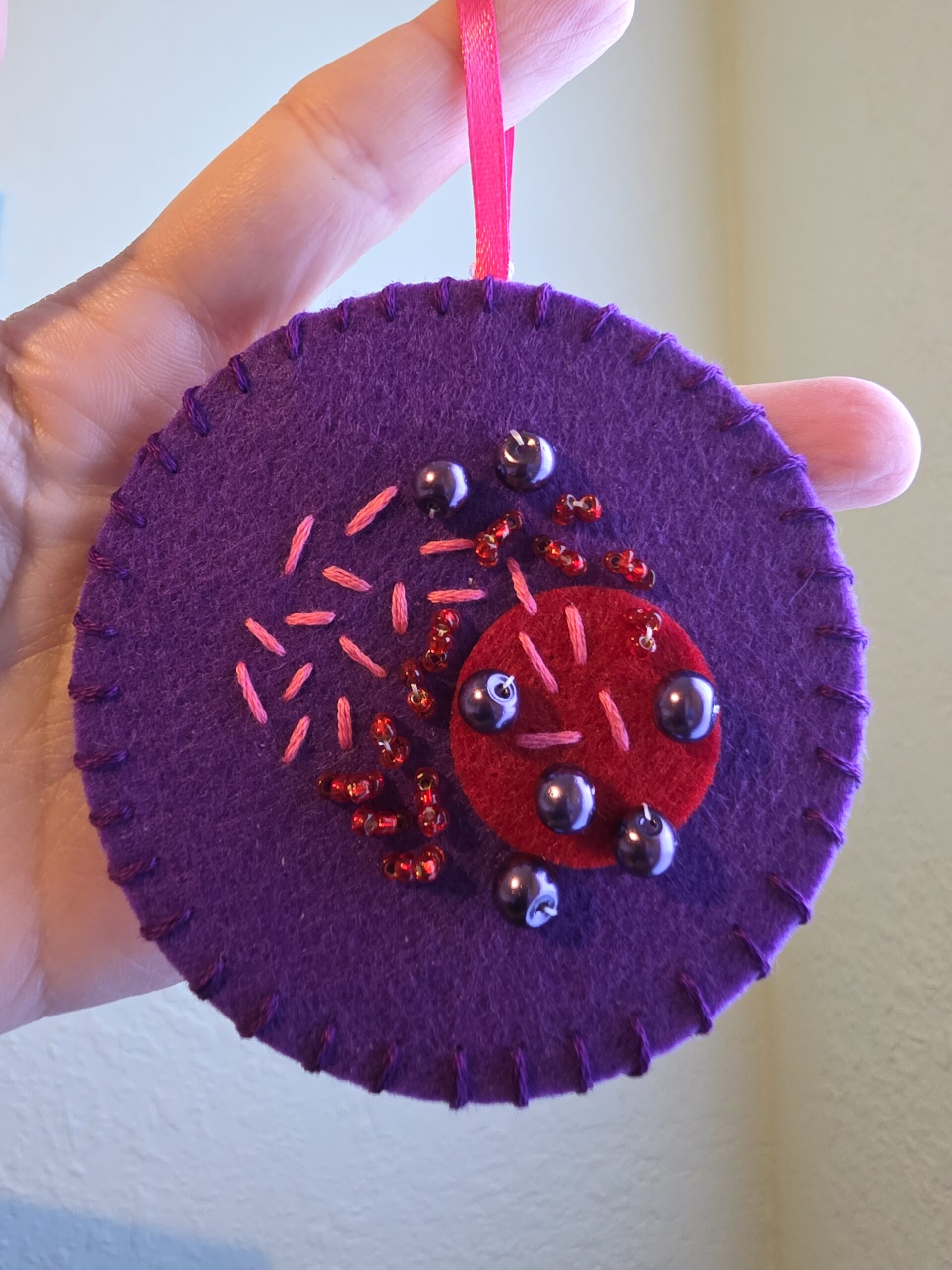Felt Bead Embroidery Ornament #32