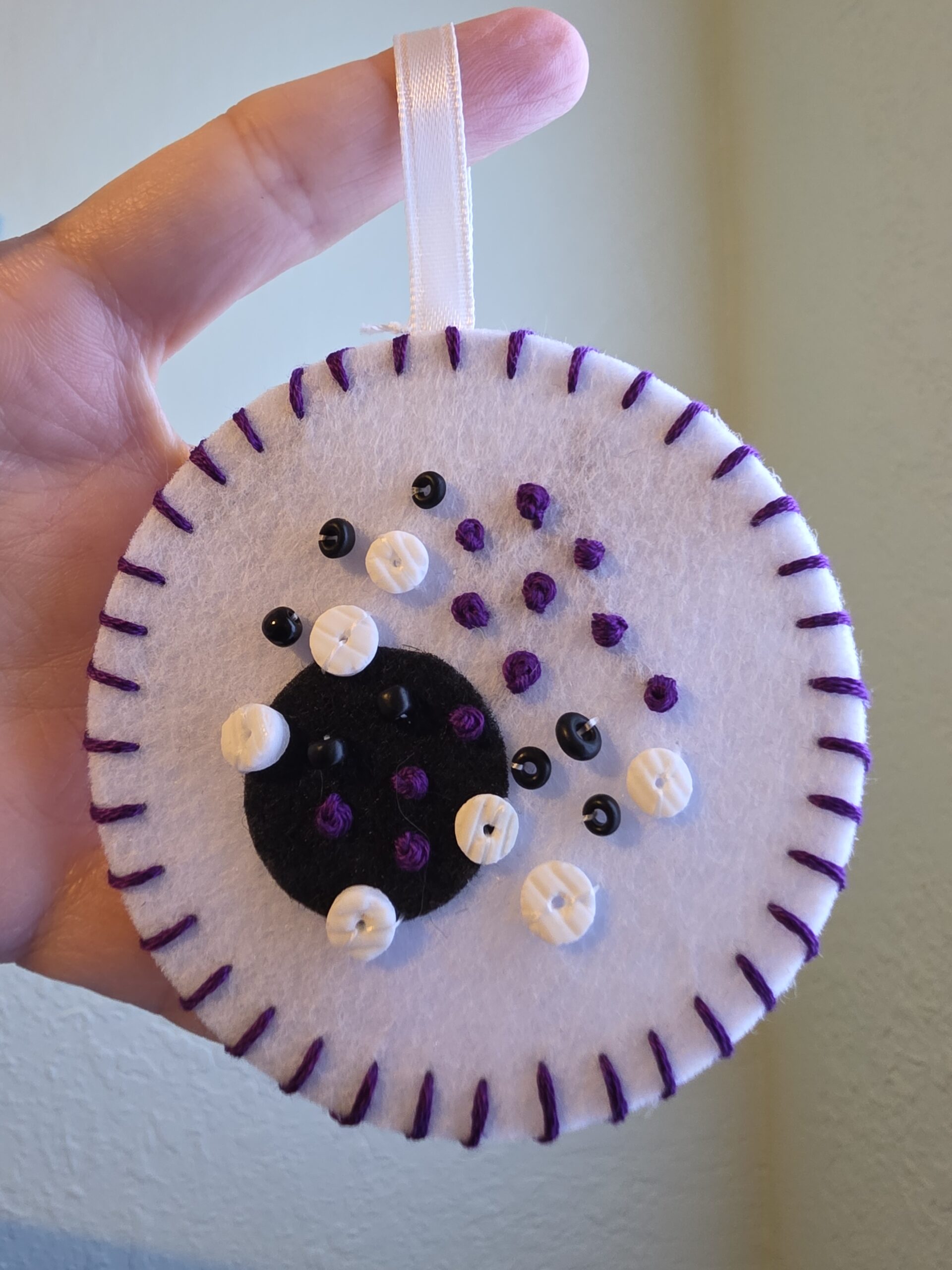 Felt Bead Embroidery Ornament #33
