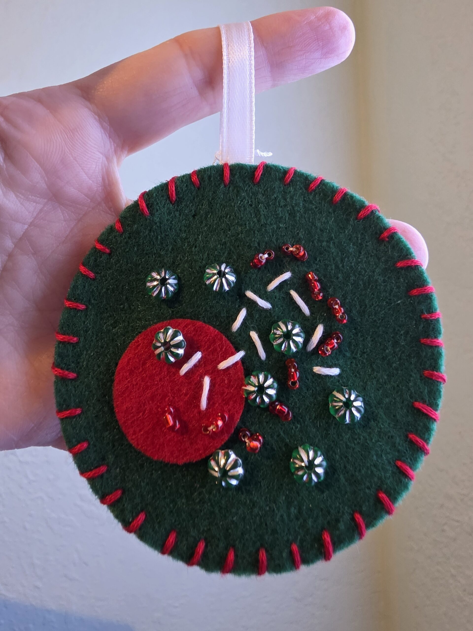 Felt Bead Embroidery Ornament #35